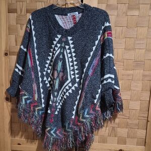 Coldwater Creek Black and Multicolor Poncho